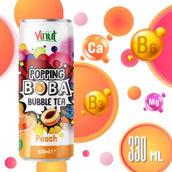Popping Boba Peach Juice Drink 320ml – Imported Fruit Beverage
